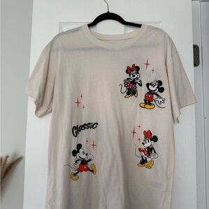 Disney Cream Short Sleeve Tee with Mickey and Minnie